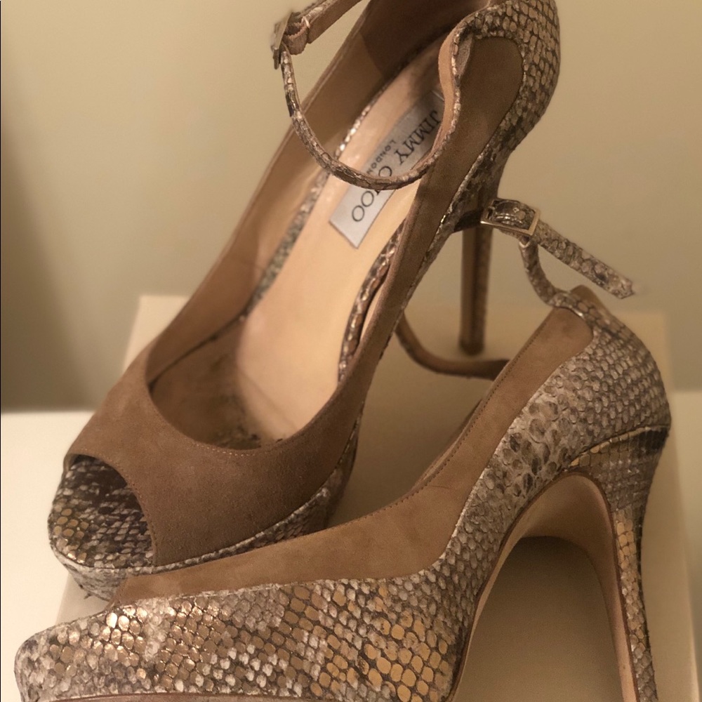 Jimmy Choo Suede/Metallic Snake Print